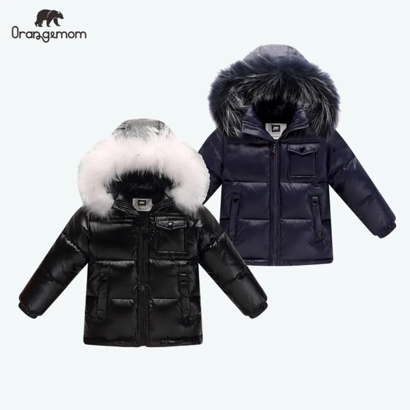 Black Winter Jacket Parka For Boys Winter Coat 90% Down Girls Jackets Children's Clothing Snow Wear Kids Outerwear Boy Clothes