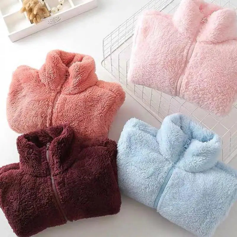 2024 New Double-sided Coral Fleece Girl Sweatshirt Fashion Warm Casual Pure Color Lamb Plush Fleece Thickened Zipper Ladies Coat