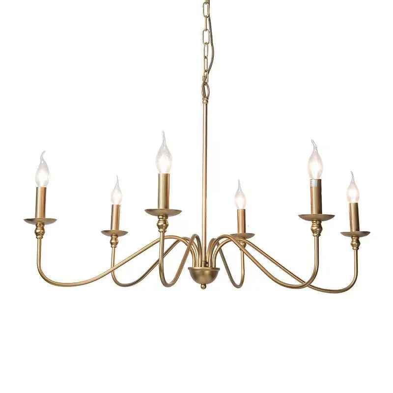 American Country Retro Gold Black Candle Chandelier Simple Fashion Iron Chandelier Hanging Restaurant Room Decorative Lighting