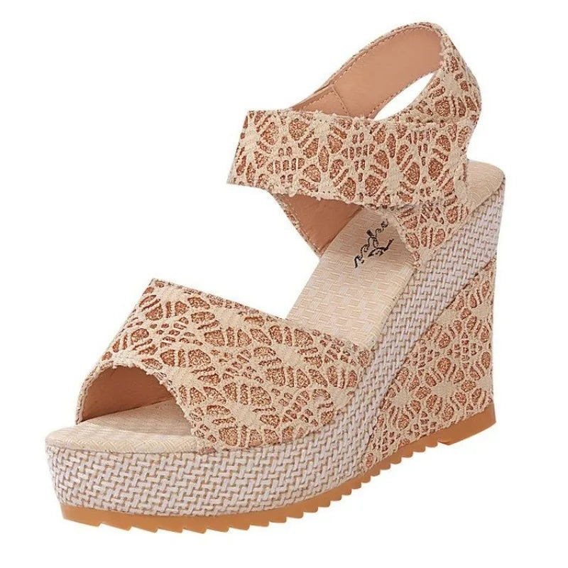 Women's Platform Wedge Sandals Summer New Peep Toe Ankle Strap High Heel Sandals for Women Outdoor Bohemia Dress Heeled Shoes