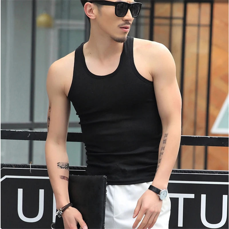 2024 New Men's Summer Lightweight Cotton Vest Sports Casual Home Outdoor Close-Fitting Tops Breathable Quick Drying Loose Vest