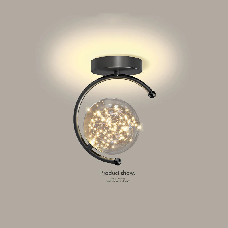 IRALAN Nordic Modern Glass Ball Starry LED Ceiling Lamp Lustre Light Fixture Bedroom Study Living room Home Lighting Room Decor