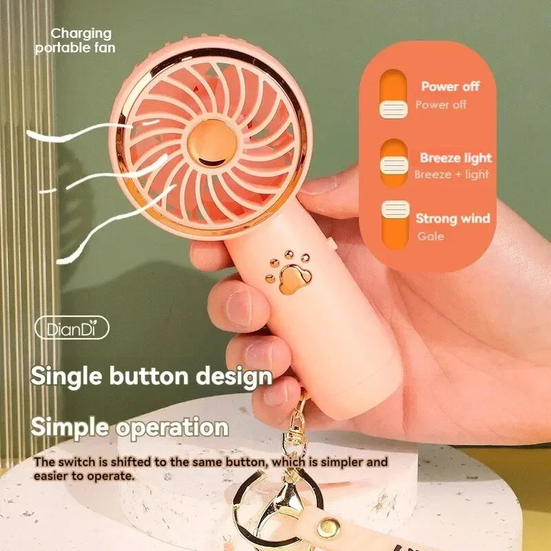 Mini Fan Cute Cartoon Simple Portable Charging USB Handheld Fan Student Outdoor Fan, Best Summer Gift Choice for your family