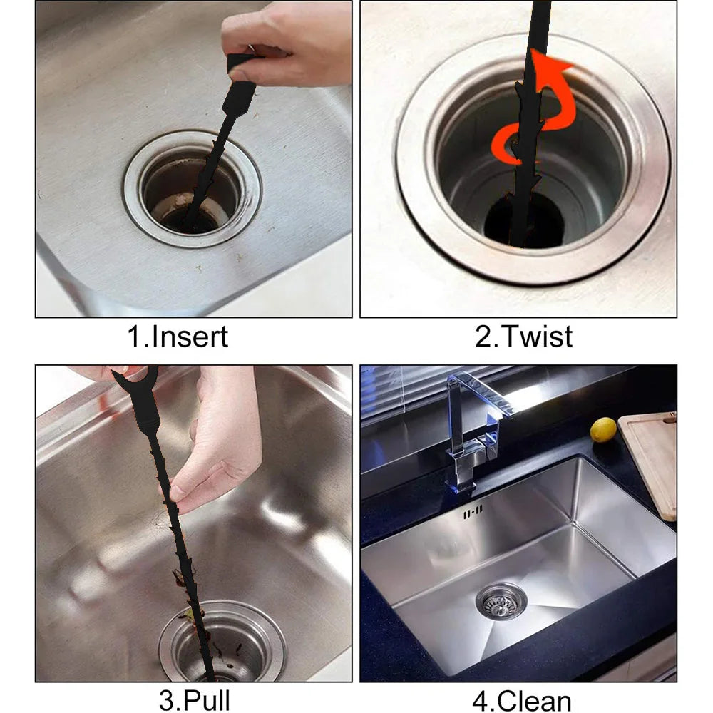 5 PCS Sink Pipe Dredger Water Channel Drain Cleaner Hair Cleaning Hook Sewer Filter Anti Clogging Floor Wig Removal Clogs Tools