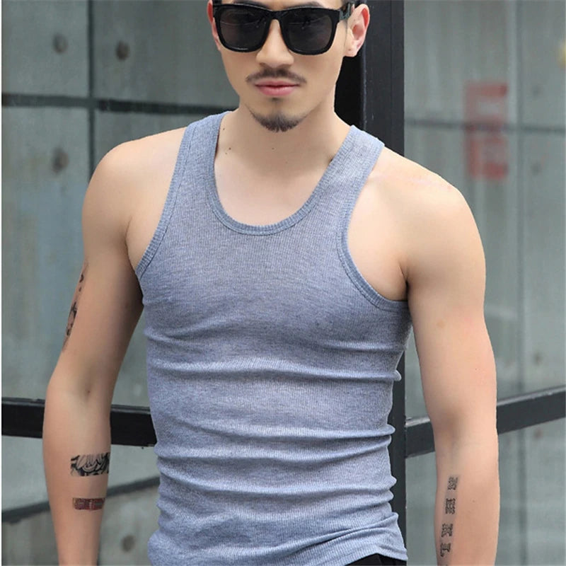 2024 New Men's Summer Lightweight Cotton Vest Sports Casual Home Outdoor Close-Fitting Tops Breathable Quick Drying Loose Vest