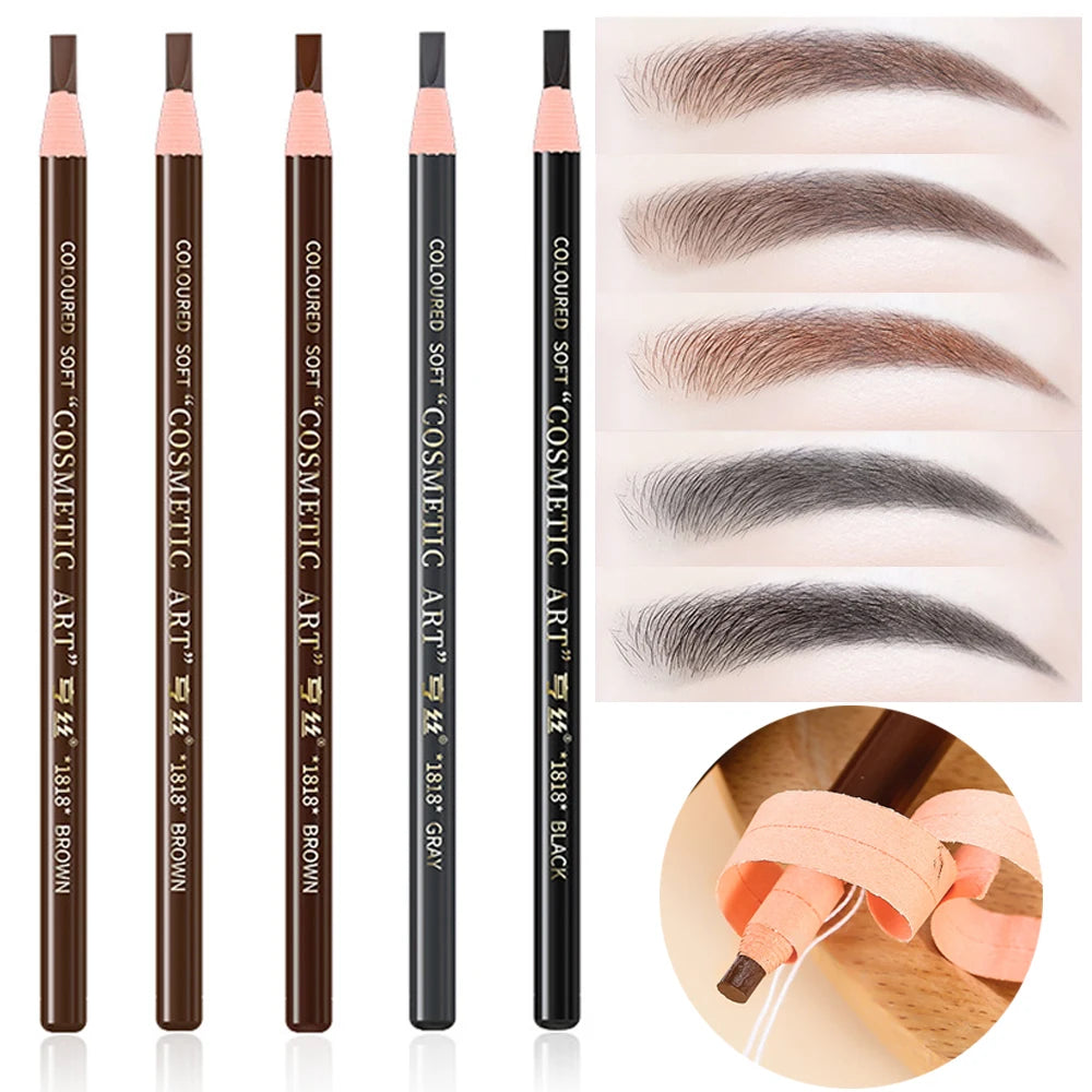 5pcs Eyebrow Pencil Permanent Makeup Eyebrow Enhancers Cosmetic Waterproof Microblading Pen Tint Eye Brow Pencil Marker Tools