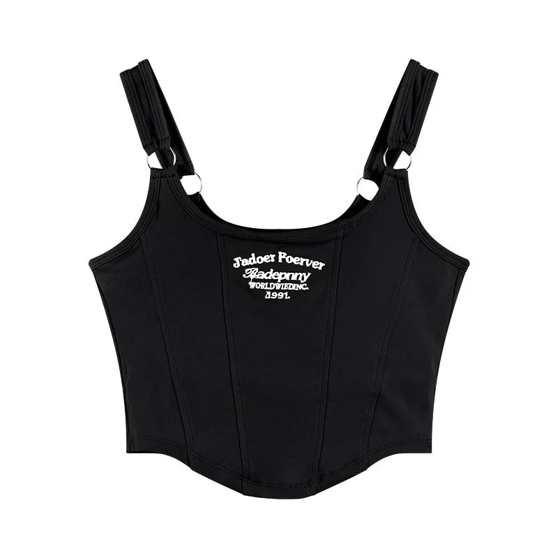 woman Camis vest Black interior sports belt chest pad tank top summer letter slim fitting girl beautiful back bra top women vest