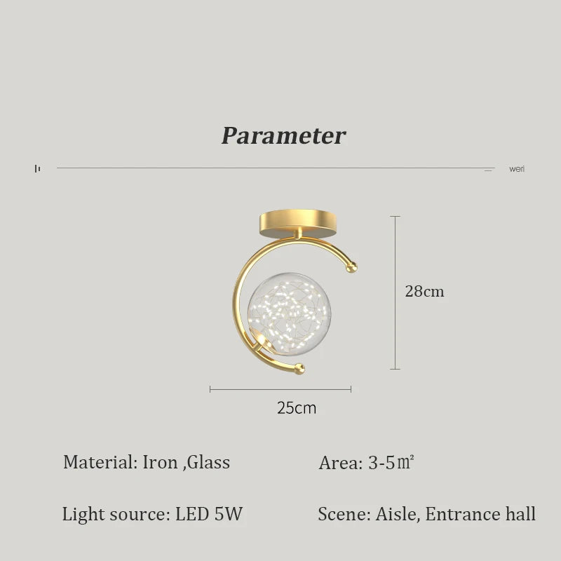 IRALAN Nordic Modern Glass Ball Starry LED Ceiling Lamp Lustre Light Fixture Bedroom Study Living room Home Lighting Room Decor