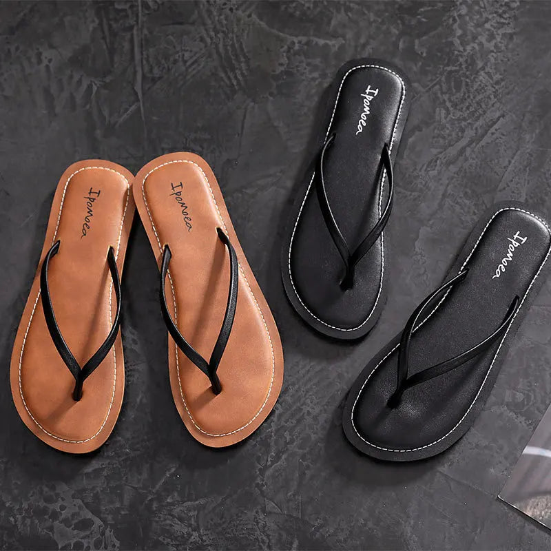 2022 New Summer Fashion Design Weave Women Beach Flip-Flops Non-Slip Flat Ladies Outdoor Soft Slippers Women's Simple Flip-Flop