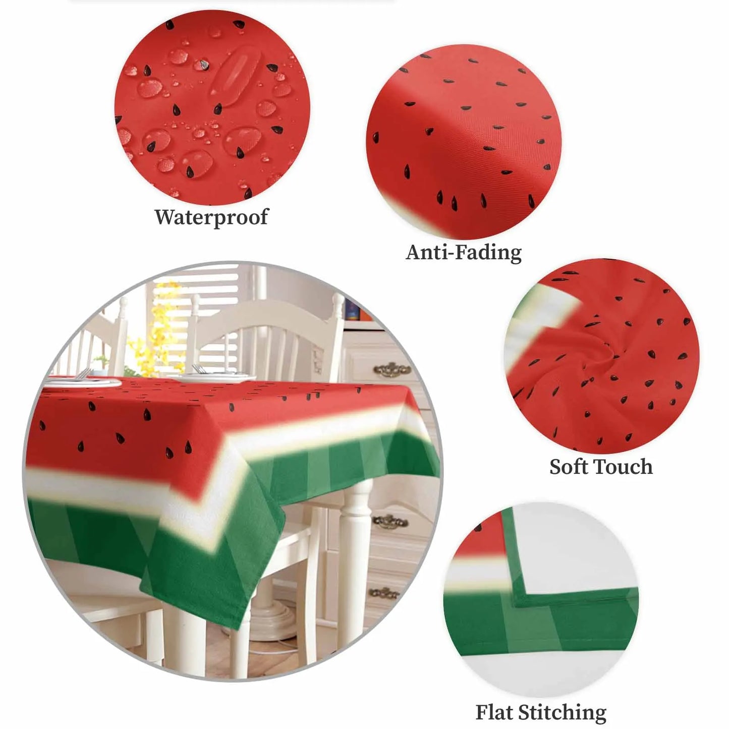 Summer Fruit Watermelon Red Green Waterproof Tablecloth Party Decorations Supplies Rectangle Table Cloth for Kitchen Table Decor