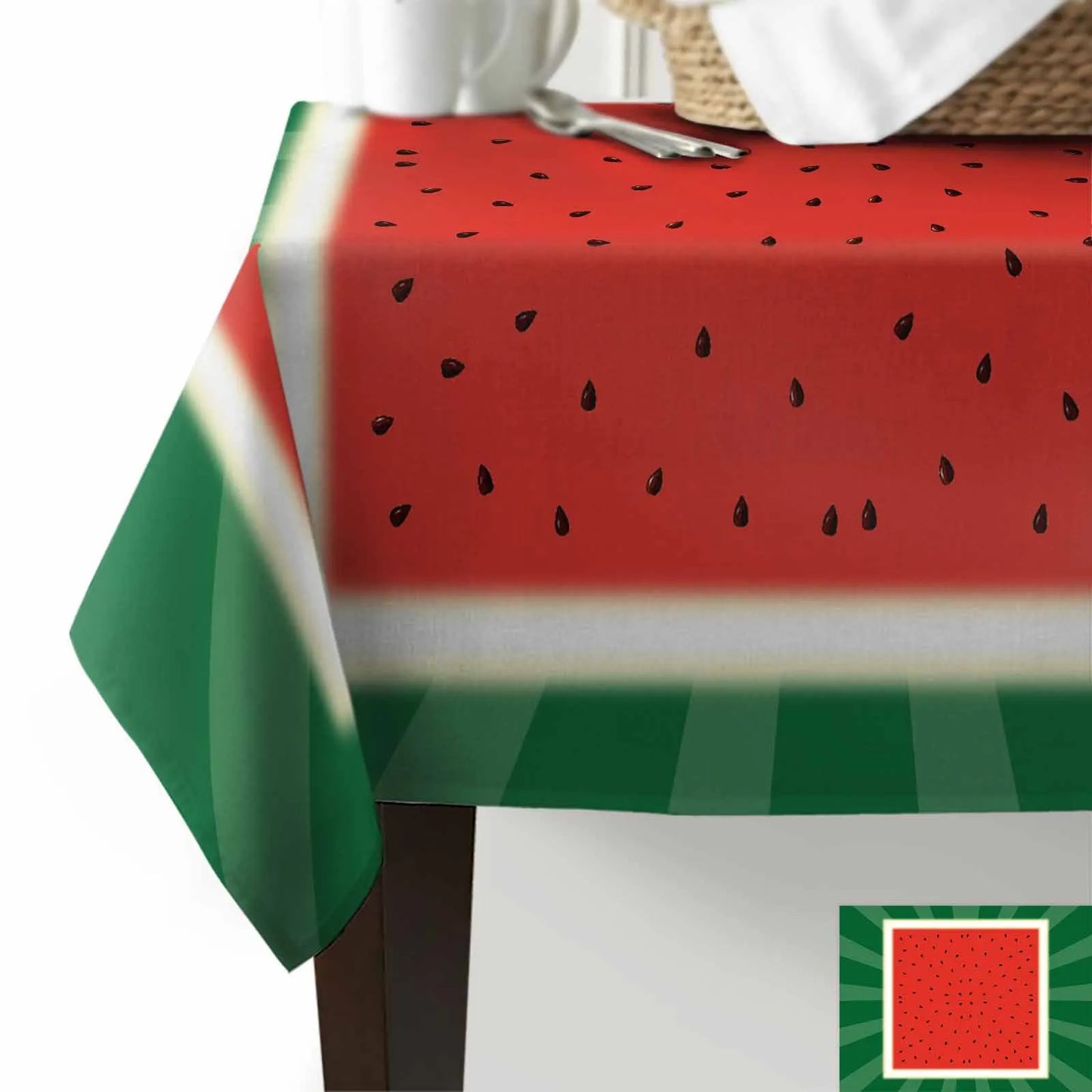 Summer Fruit Watermelon Red Green Waterproof Tablecloth Party Decorations Supplies Rectangle Table Cloth for Kitchen Table Decor