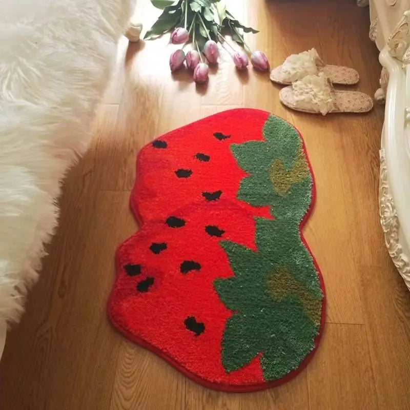 Fruit Carpet Door Mat Soft Lemon Thickened Fluffy Tufted Bathroom Absorbent Rug Bathroom Kitchen Porch Strawberry Floor Mat