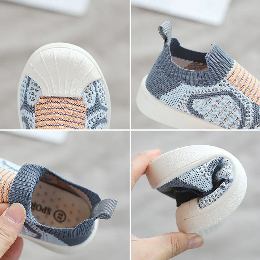 Cotton Knitted Children's Sport Sneakers Breathable Toddler Shoes For Baby Anti-slippery Floor Footwear Girl's Sneakers