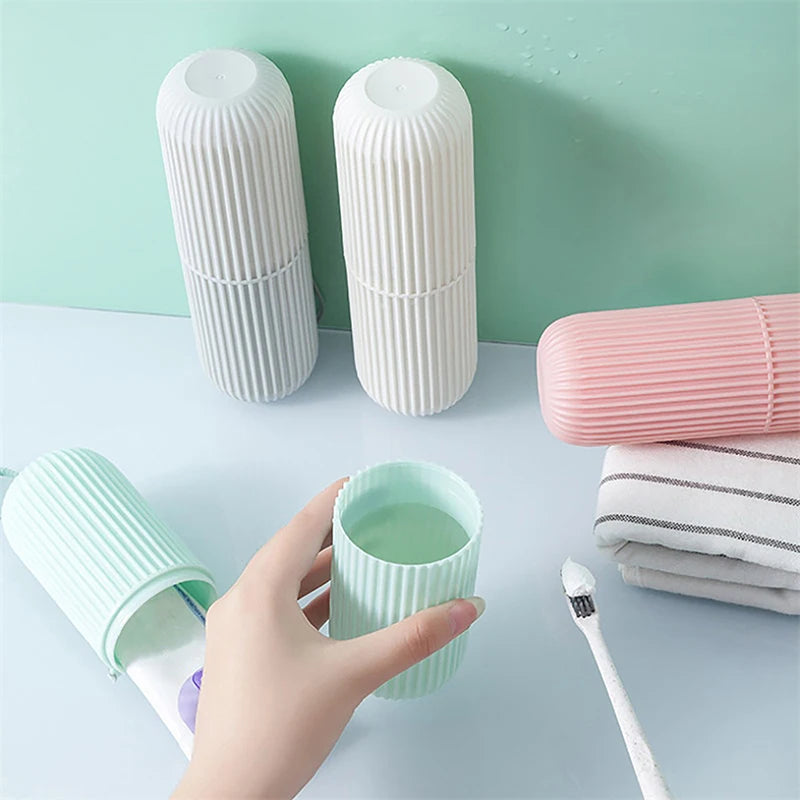 Travel Portable Toothbrush Cup Bathroom Toothpaste Holder Storage Case Organizer Toiletries Storage Cup Creative Economic Box