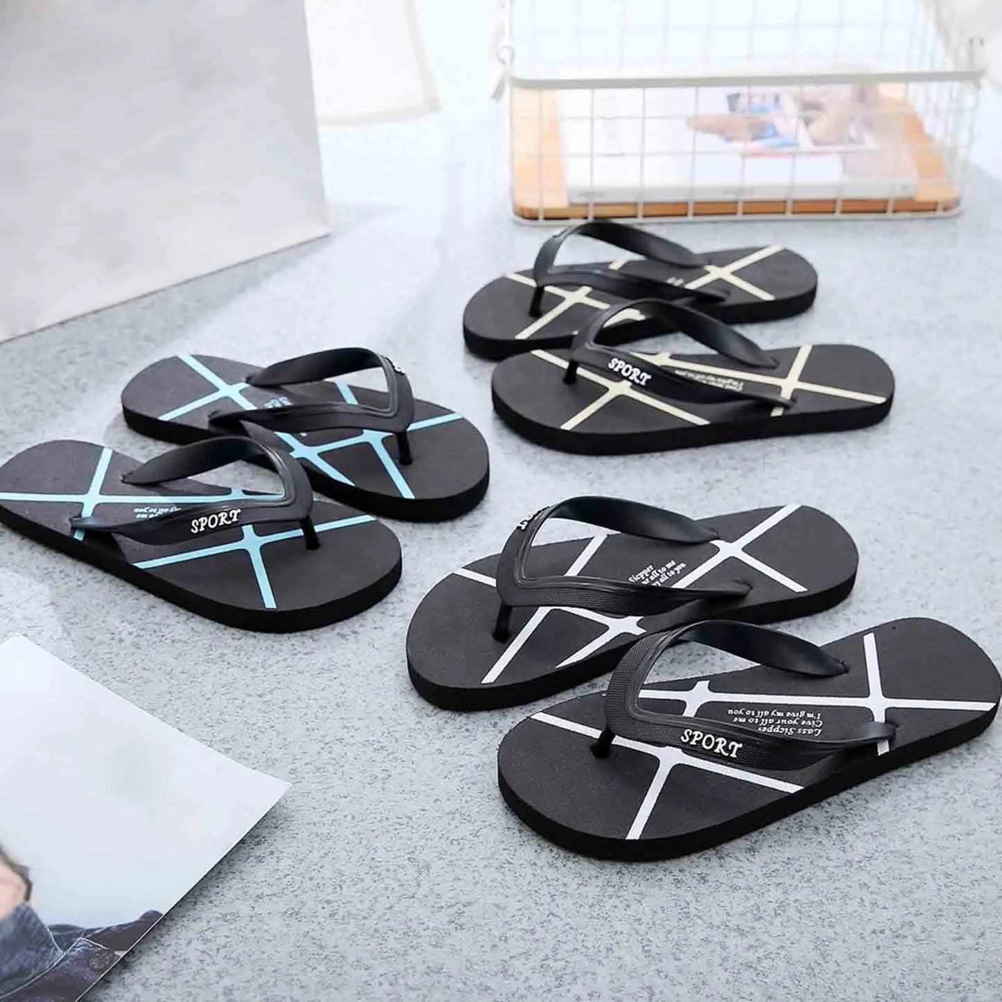 Men's Summer Flip Flop Beach Non Slip Flat Clip Sandals Mens Slippers Size 9 Bunny Slippers for Men