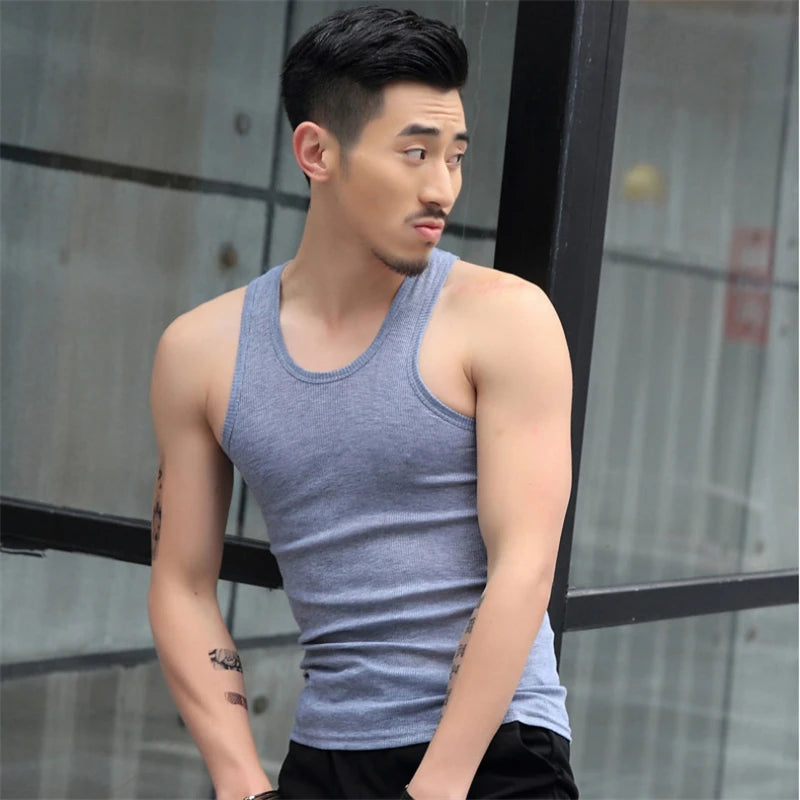 2024 New Men's Summer Lightweight Cotton Vest Sports Casual Home Outdoor Close-Fitting Tops Breathable Quick Drying Loose Vest