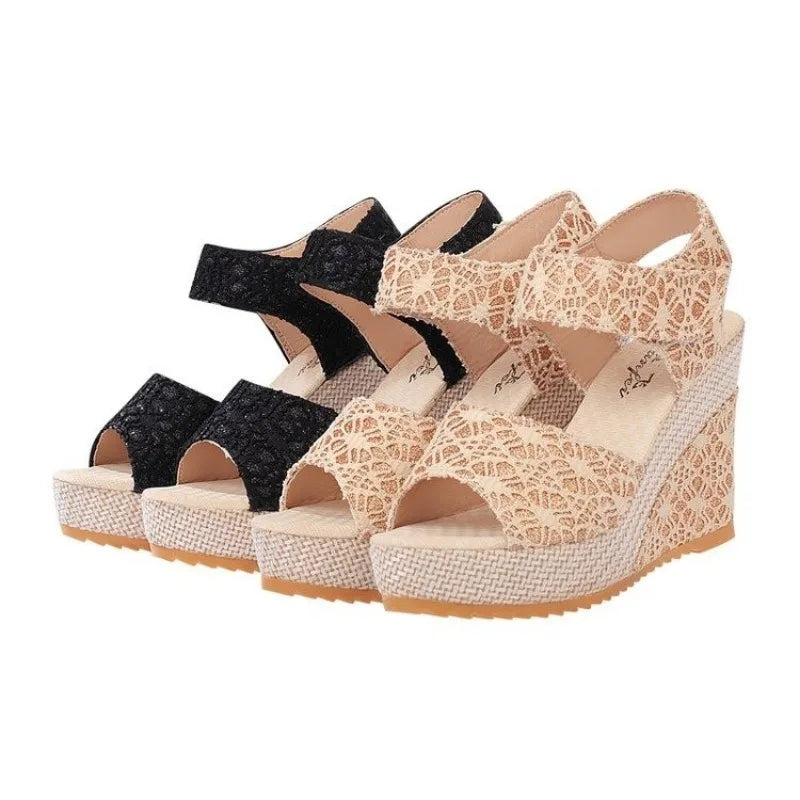 Women's Platform Wedge Sandals Summer New Peep Toe Ankle Strap High Heel Sandals for Women Outdoor Bohemia Dress Heeled Shoes