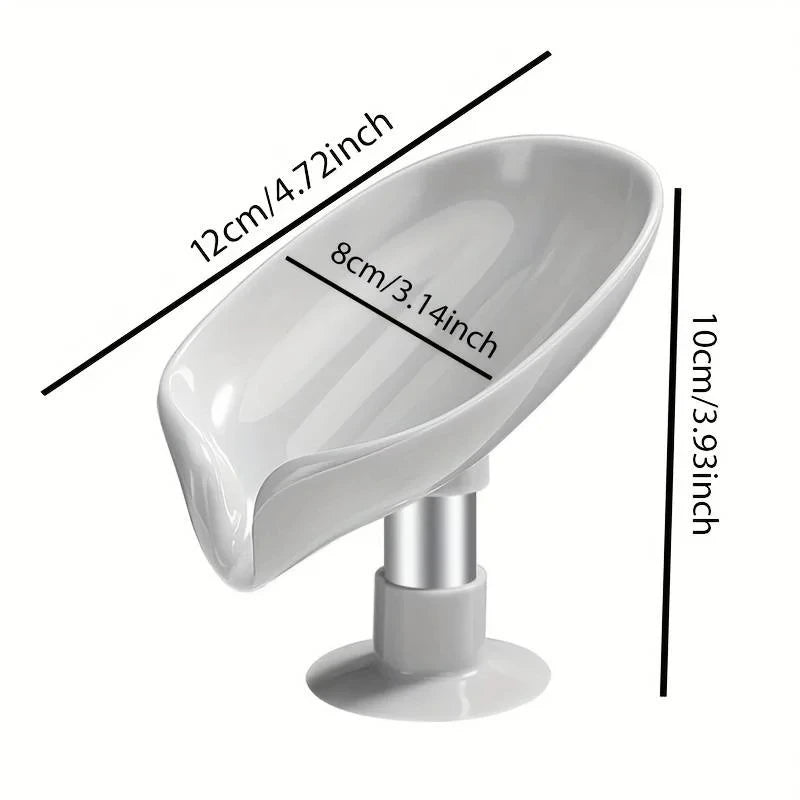 Soap Holder Drain Water Soap Dish Leaf Shape Soap Box Shower Soap Drainer Suction Cup Soap Container Modern Bathroom Accessories