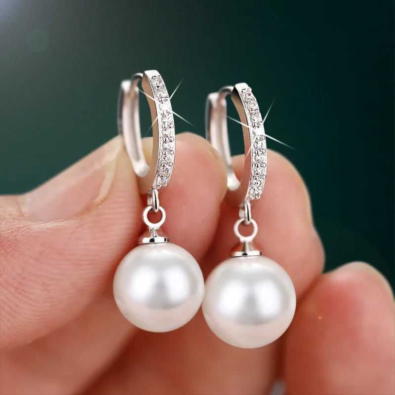 CHSHINE 2024 Pearl Earrings Genuine Natural Freshwater Pearl 925 Sterling Silver Earrings Pearl Jewelry For Wemon Wedding Gift