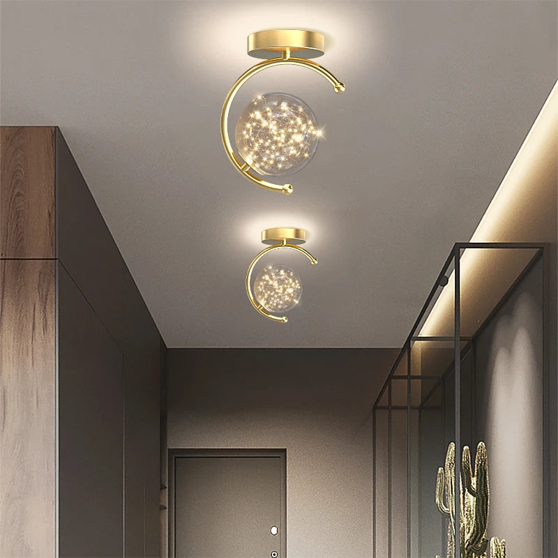 IRALAN Nordic Modern Glass Ball Starry LED Ceiling Lamp Lustre Light Fixture Bedroom Study Living room Home Lighting Room Decor